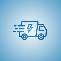 A minimalist icon of a shipping truck, symbolizing fast delivery.